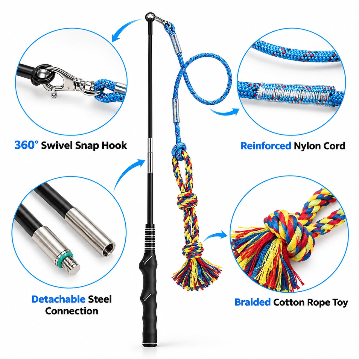 The New Pet Dog Teaser Rod Bite Pull Cotton Rope Toy Pet Interactive Training Toy