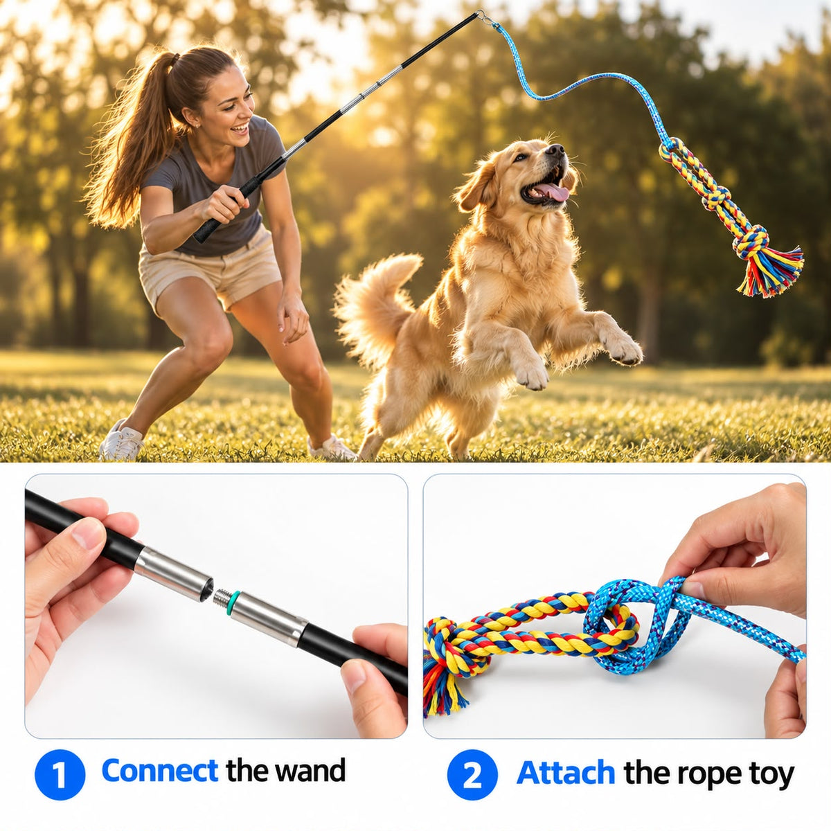 The New Pet Dog Teaser Rod Bite Pull Cotton Rope Toy Pet Interactive Training Toy